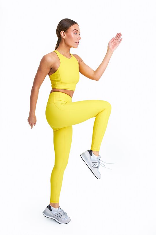 Rib textured high waist tights 1 | YELLOW | Audimas