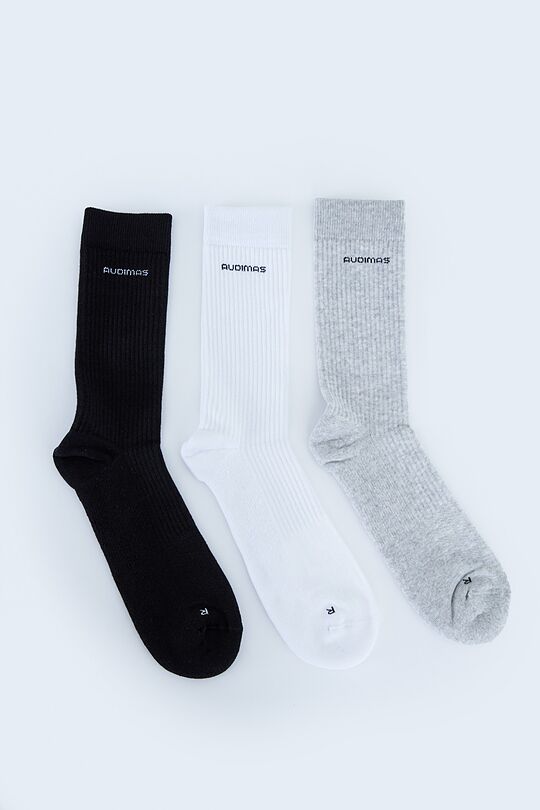 Long cotton fiber socks 3 | GREY | Audimas
