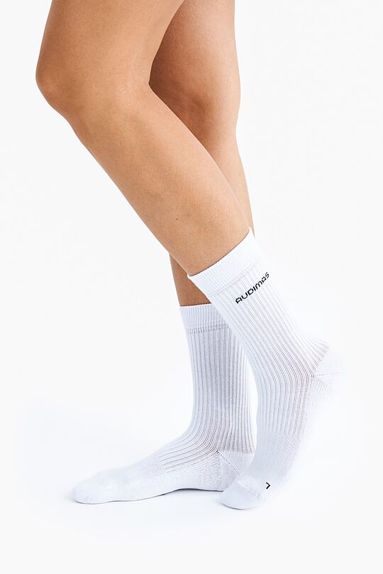 Long cotton fiber socks 1 | WHITE | Audimas