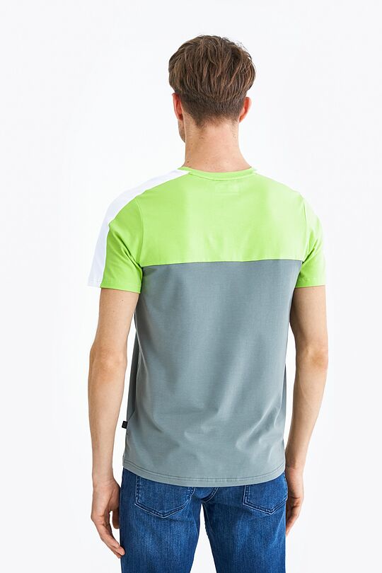 Regular fit colour block t-shirt 2 | GREEN/ KHAKI / LIME GREEN | Audimas