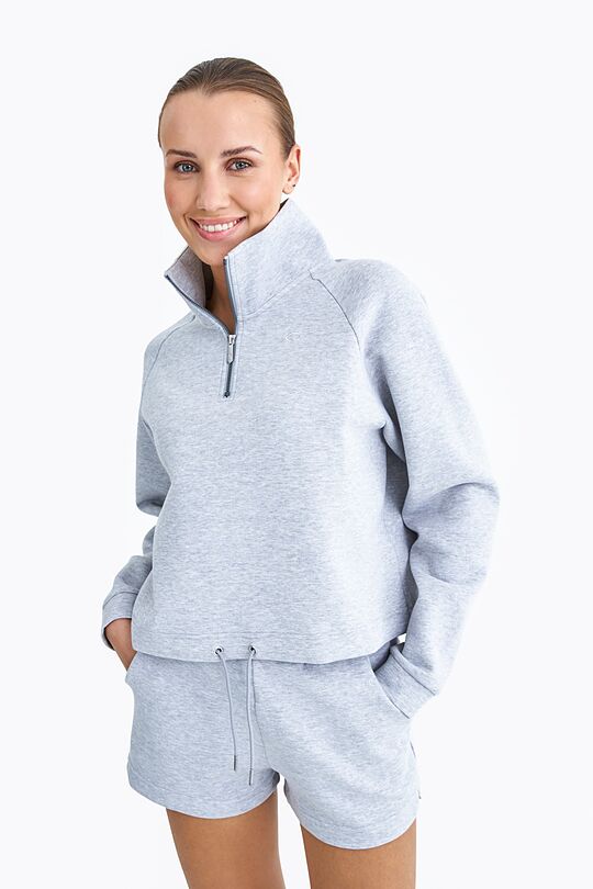 Cotton pique half zip sweatshirt 1 | GREY/MELANGE | Audimas