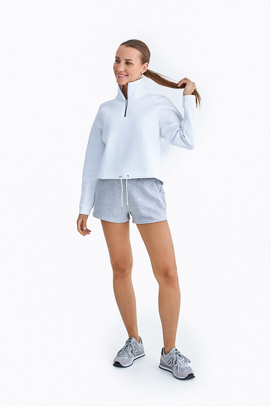 Cotton pique half zip sweatshirt 2 | WHITE | Audimas