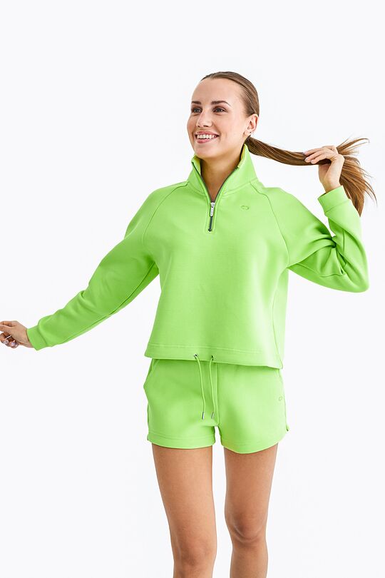 Cotton pique half zip sweatshirt 1 | GREEN/ KHAKI / LIME GREEN | Audimas