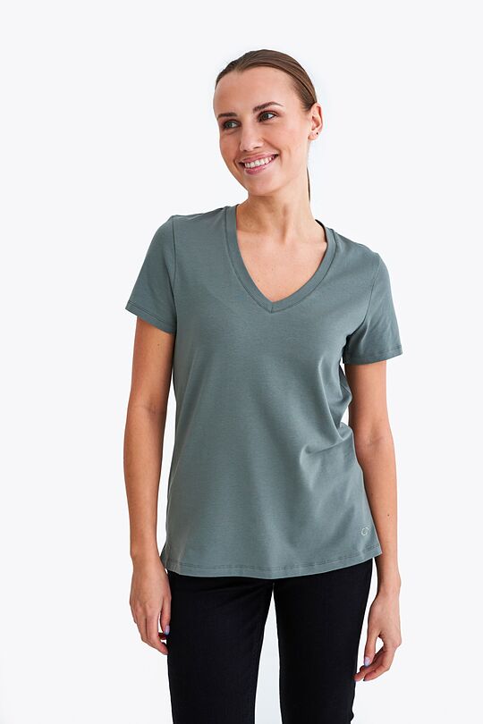 Regular V neck t-shirt 1 | GREEN/ KHAKI / LIME GREEN | Audimas