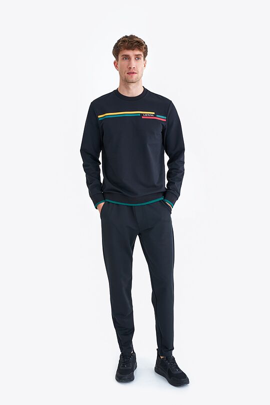 Stretch cotton sweatshirt with print 5 | BLACK | Audimas