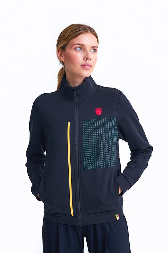 Zip-through stretch sweatshirt with cotton inside 1 | BLACK | Audimas