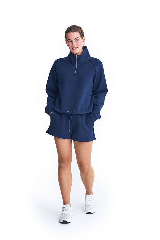 Cotton pique half zip sweatshirt 1 | BLUE | Audimas