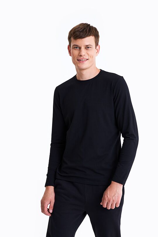 Cotton long sleeve t-shirt 1 | BLACK | Audimas