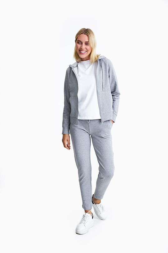 Organic cotton fitted sweatpants 1 | GREY/MELANGE | Audimas
