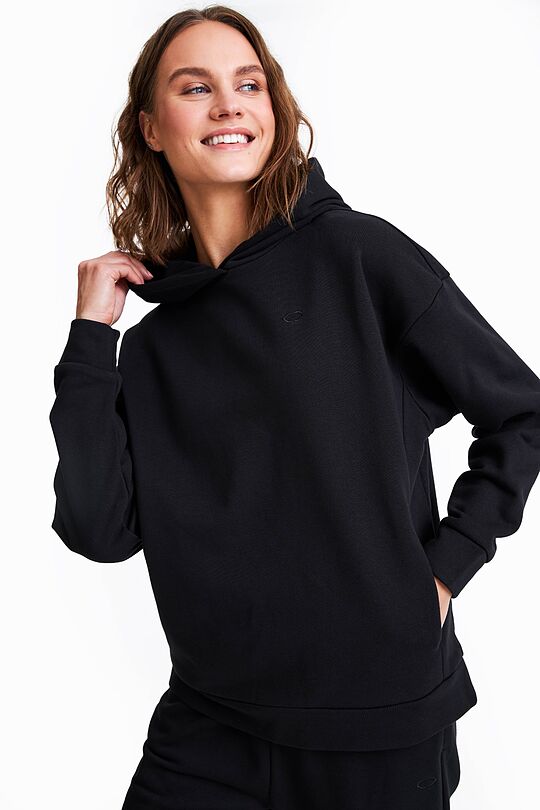 Organic cotton French terry hoodie 1 | BLACK | Audimas