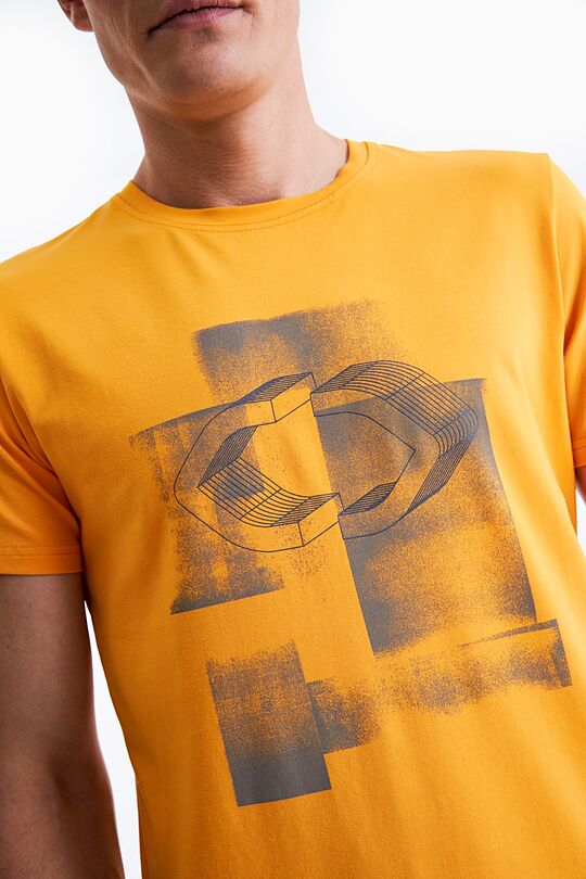 Stretch cotton t-shirt with print 2 | YELLOW/ORANGE | Audimas