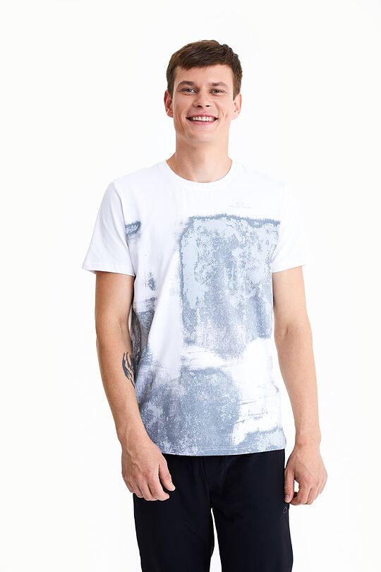 Stretch cotton t-shirt with print 1 | WHITE | Audimas