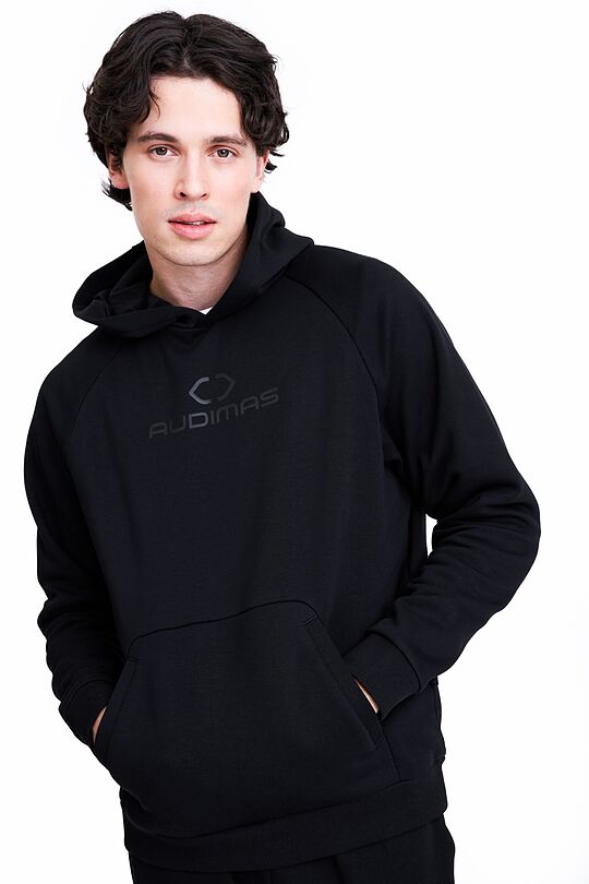 Organic cotton fleece hoodie 1 | BLACK | Audimas