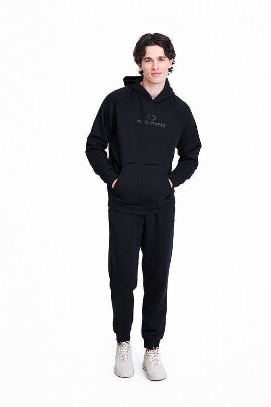 Organic cotton fleece hoodie 4 | BLACK | Audimas