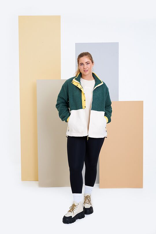 Warm fleece zip-through hoodie 9 | GREEN/ KHAKI / LIME GREEN | Audimas