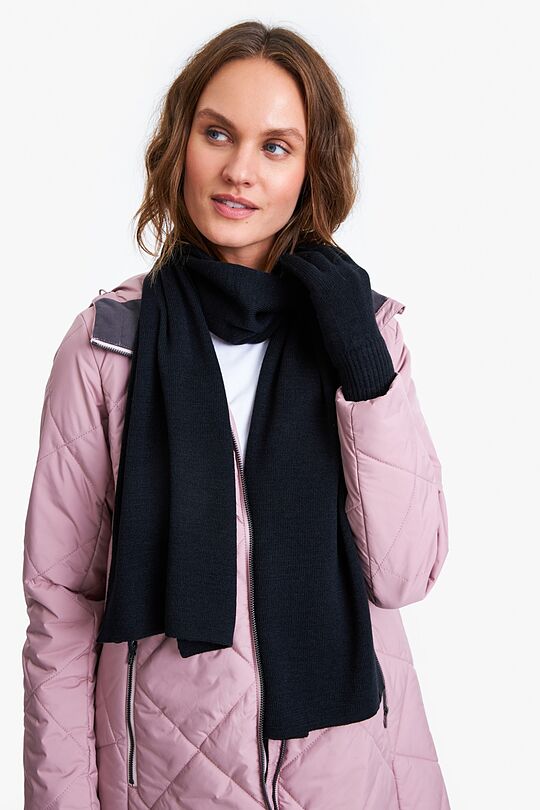 Knitted scarf with merino wool 1 | BLACK | Audimas