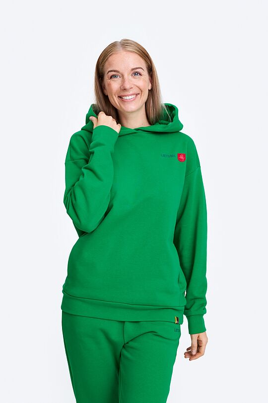 Organic cotton French terry hoodie 1 | GREEN | Audimas