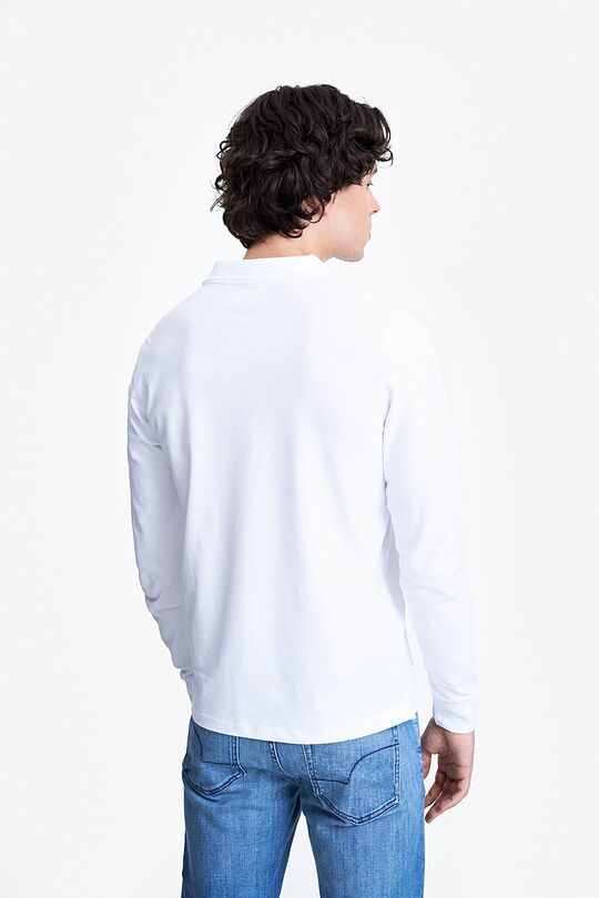Organic cotton long sleeve pique polo shirt 2 | WHITE | Audimas