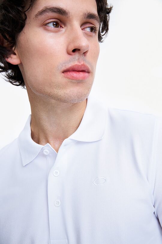 Organic cotton long sleeve pique polo shirt 3 | WHITE | Audimas