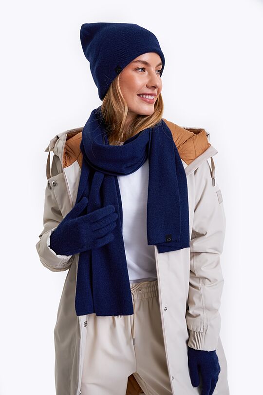 Knitted merino wool scarf with cashmere 1 | BLUE | Audimas