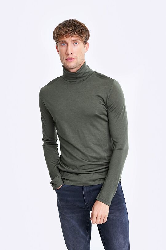 Merino wool long sleeve roll neck top 1 | GREEN | Audimas