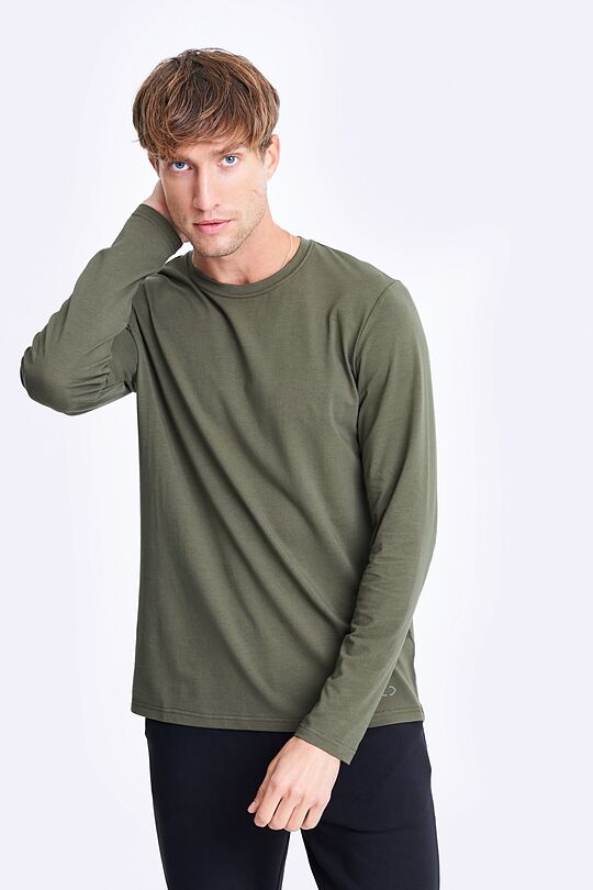 Cotton long sleeve t-shirt 1 | GREEN | Audimas