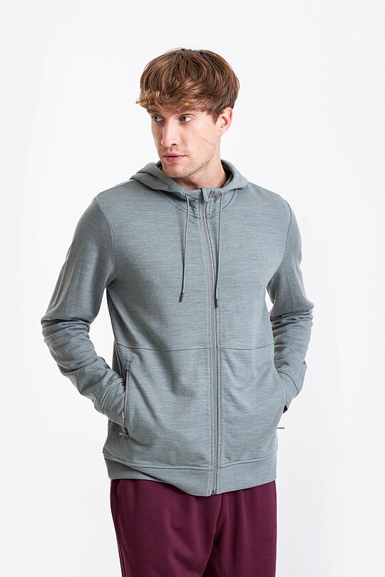 Merino wool full-zip hoodie 1 | GREEN | Audimas