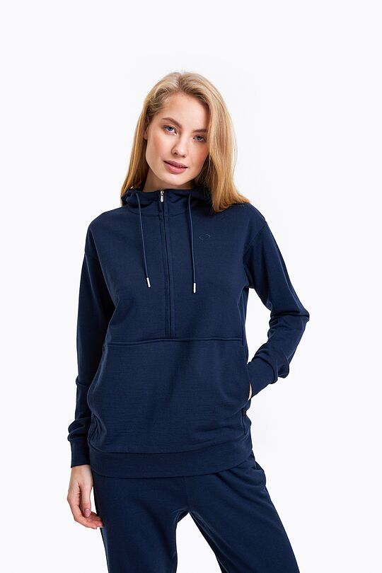 Merino wool half-zip hoodie 1 | BLUE | Audimas