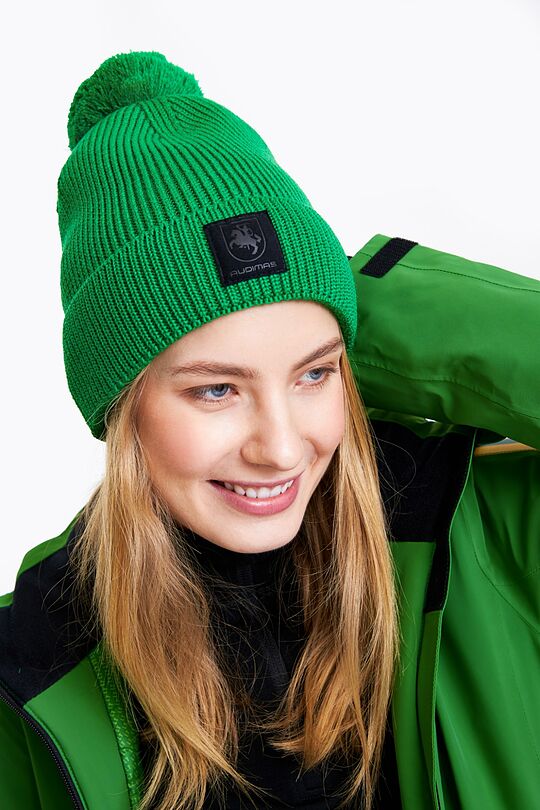 Knitted merino wool hat 2 | GREEN | Audimas