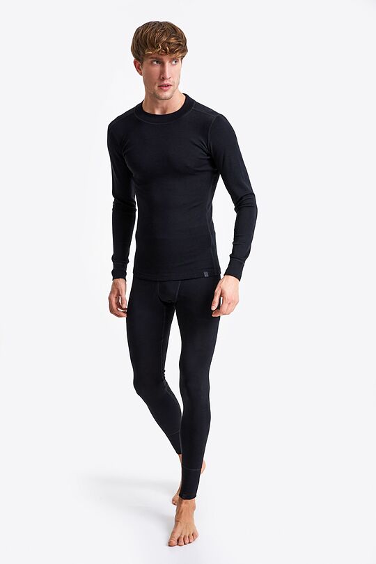 Merino wool rib knit long sleeve base layer top 4 | BLACK | Audimas