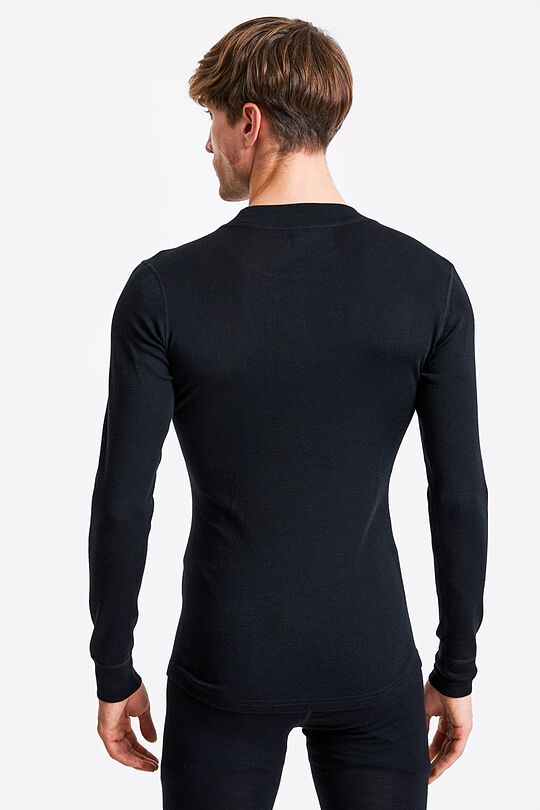 Merino wool rib knit long sleeve base layer top 3 | BLACK | Audimas