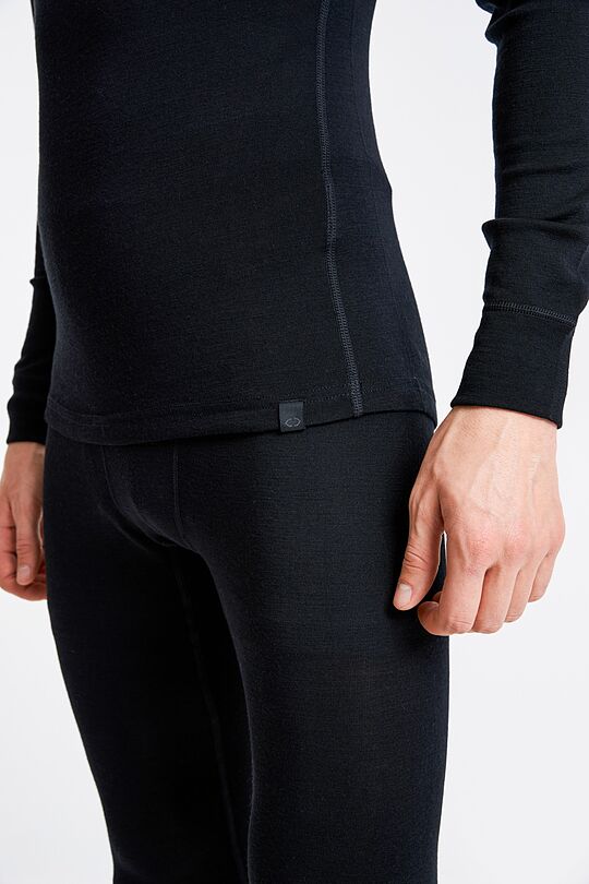 Merino wool rib knit long sleeve base layer top 4 | BLACK | Audimas