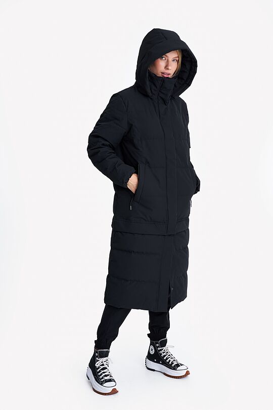 Long puffer down coat 2 in 1 with membrane 1 | BLACK | Audimas