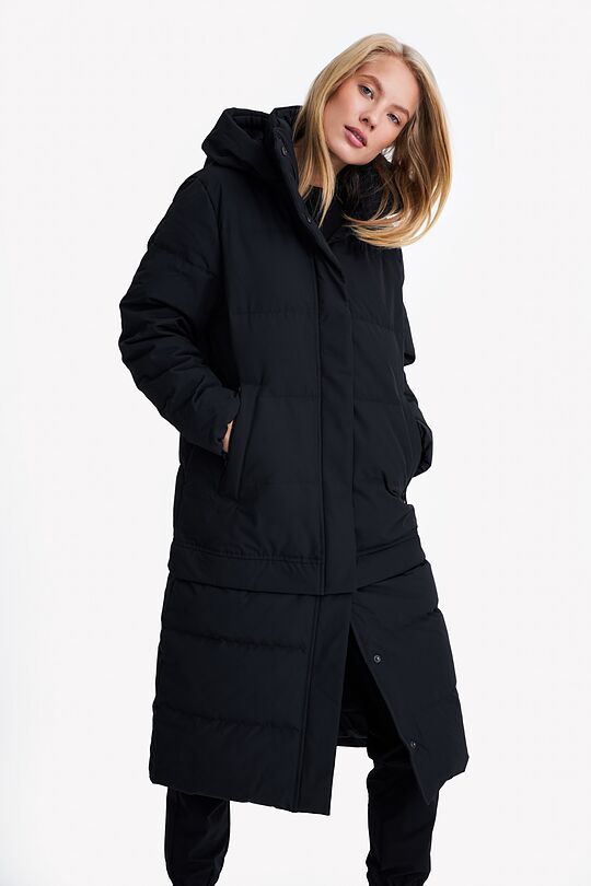 Long puffer down coat 2 in 1 with membrane 2 | BLACK | Audimas