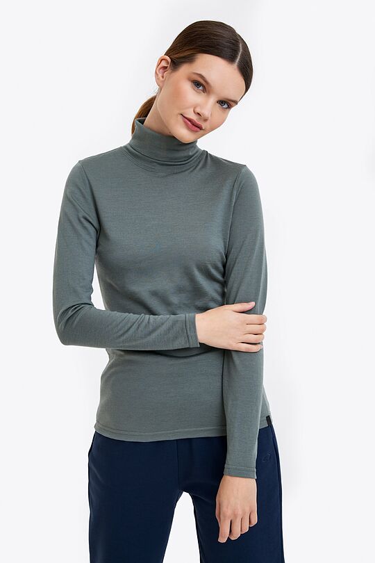 Merino wool roll neck long sleeve top 1 | GREEN | Audimas