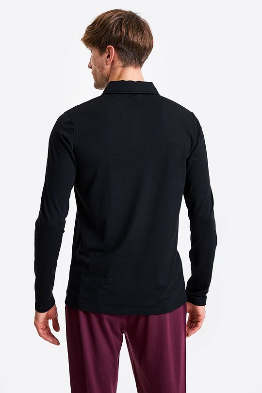 Fine merino wool blend long sleeve polo t-shirt 2 | BLACK | Audimas