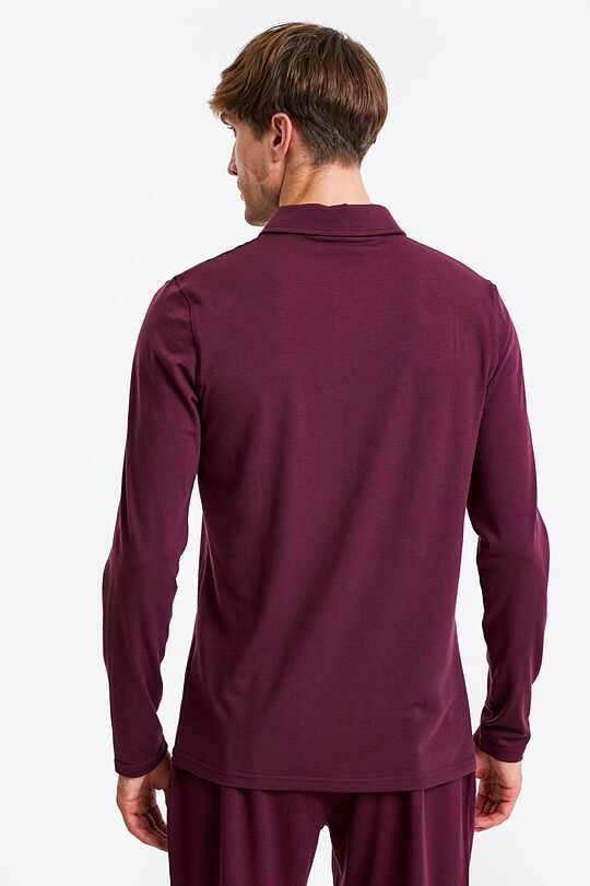 Merino wool long sleeve polo shirt 2 | BORDO | Audimas