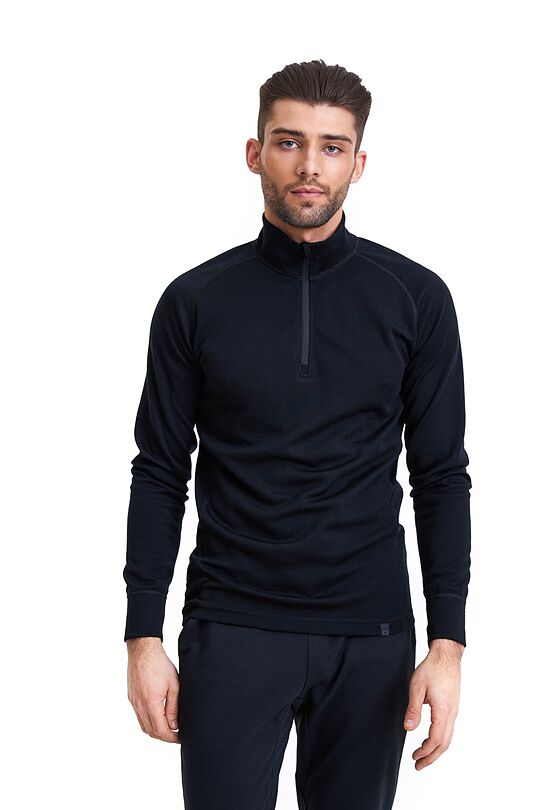 Half zip merino wool sweatshirt 1 | BLACK | Audimas