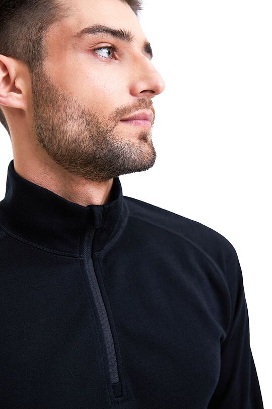 Half zip merino wool sweatshirt 3 | BLACK | Audimas