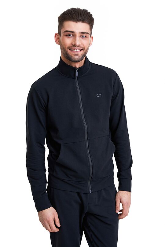 Organic cotton French terry full-zip sweatshirt 1 | BLACK | Audimas