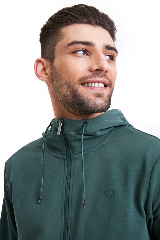 Organic cotton French terry full-zip hoodie 3 | ŽALIA/PILKA | Audimas