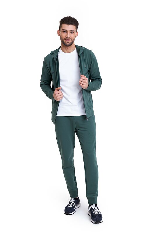 Tapered organic cotton French terry sweatpants 1 | GREEN | Audimas