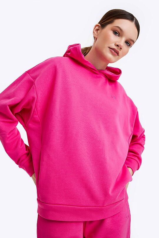 Organic cotton French terry hoodie 1 | PINK | Audimas