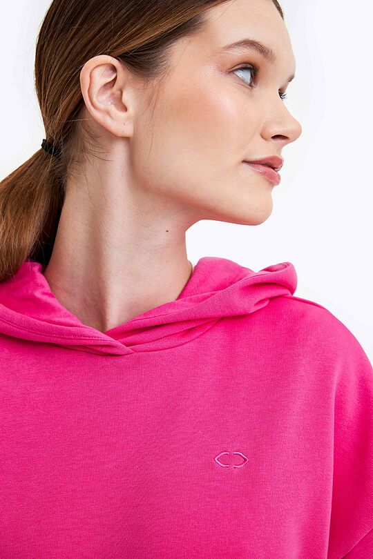 Organic cotton French terry hoodie 3 | PINK | Audimas