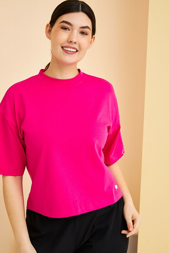 High neck loose fit T-shirt 1 | PINK | Audimas