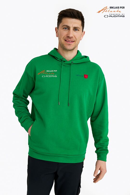 Organic cotton hoodie "I rowed the Atlantic" 1 | GREEN | Audimas