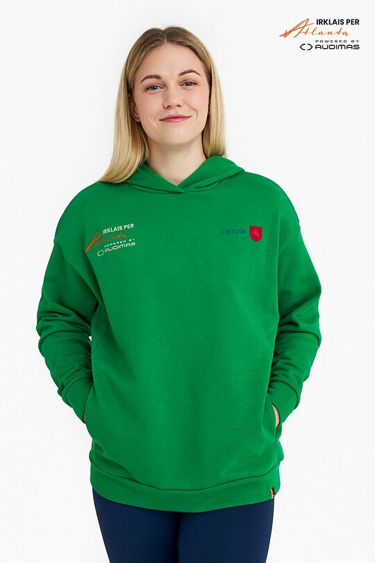 Organic cotton hoodie "I rowed the Atlantic" 1 | GREEN | Audimas