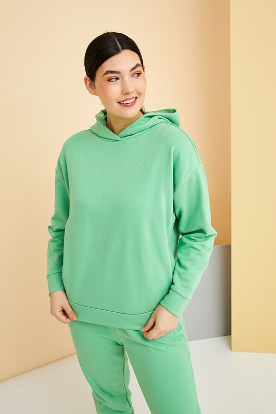 Organic cotton French terry hoodie 1 | GREEN | Audimas