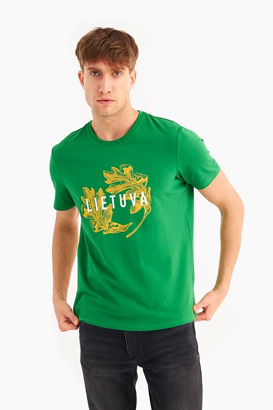 Printed cotton T-shirt 1 | GREEN | Audimas