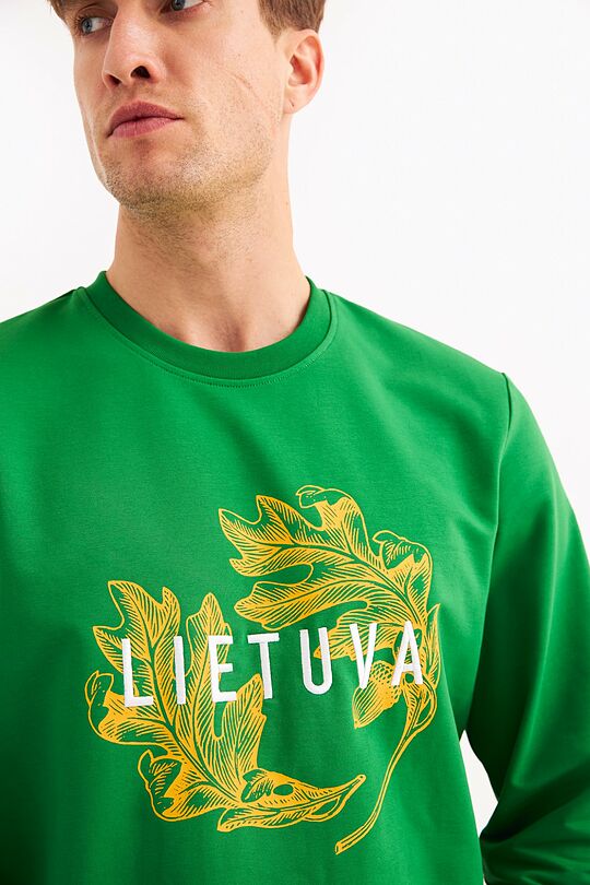 Printed terry crewneck sweatshirt 2 | GREEN | Audimas